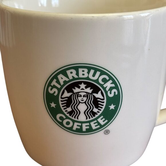 Starbucks 2008 White Ceramic Coffee Cup Mug with Green Mermaid Logo 12 Oz. EUC - Picture 2 of 6